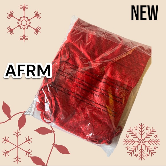 New NWT AFRM Dalia Long Sleeve Lace-Up Dress Red - Picture 4 of 4